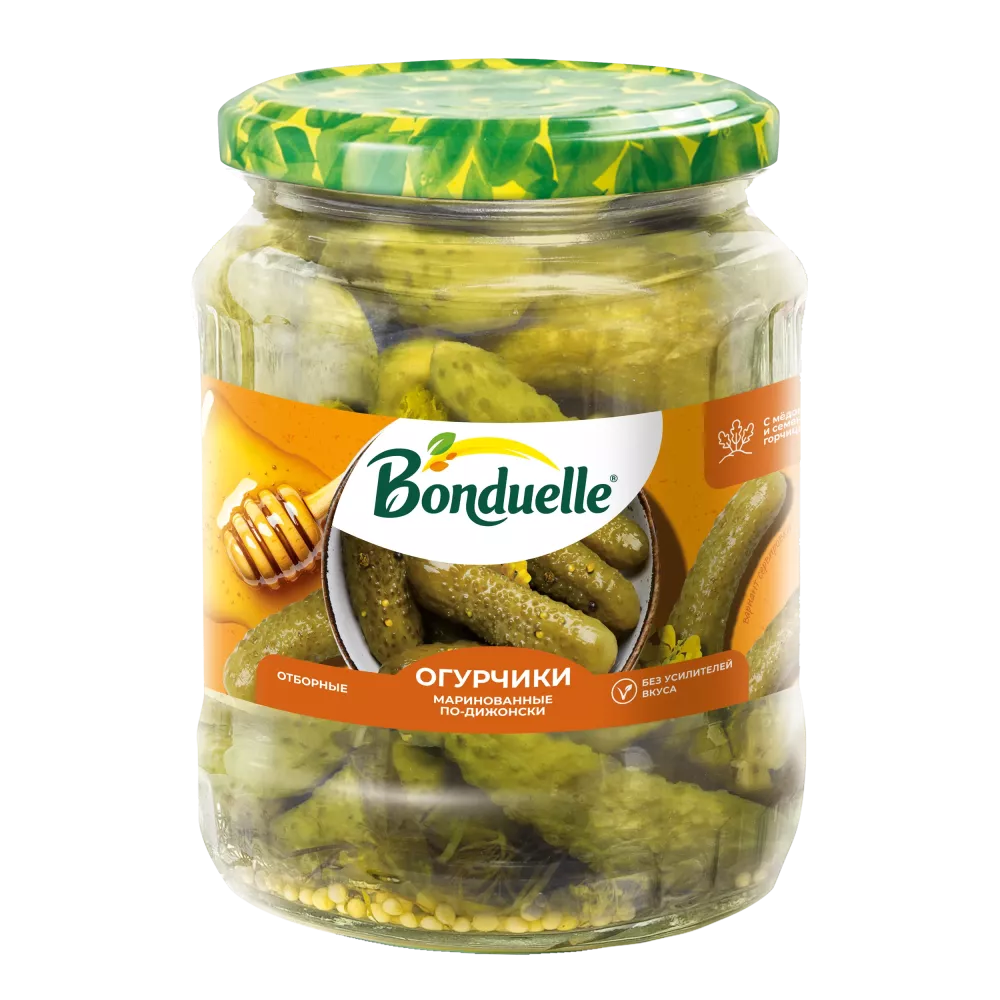 Bonduelle marinada ýatyrylan hyýarlar, dižon usulynda, 680 g