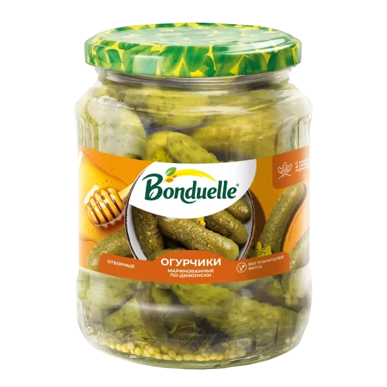 Bonduelle marinada ýatyrylan hyýarlar, dižon usulynda, 680 g